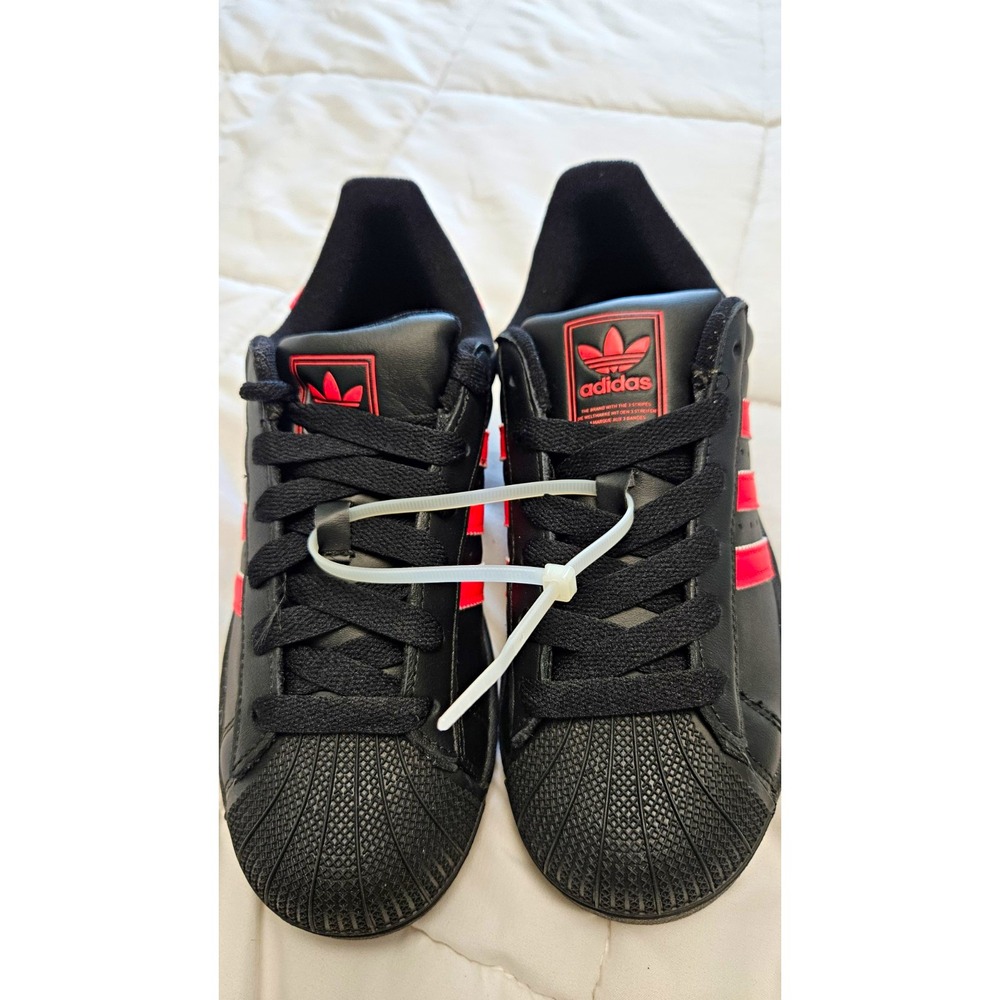 adidas Superstar II Mens Low Top Sneakers Black Red 24J235 Size 6